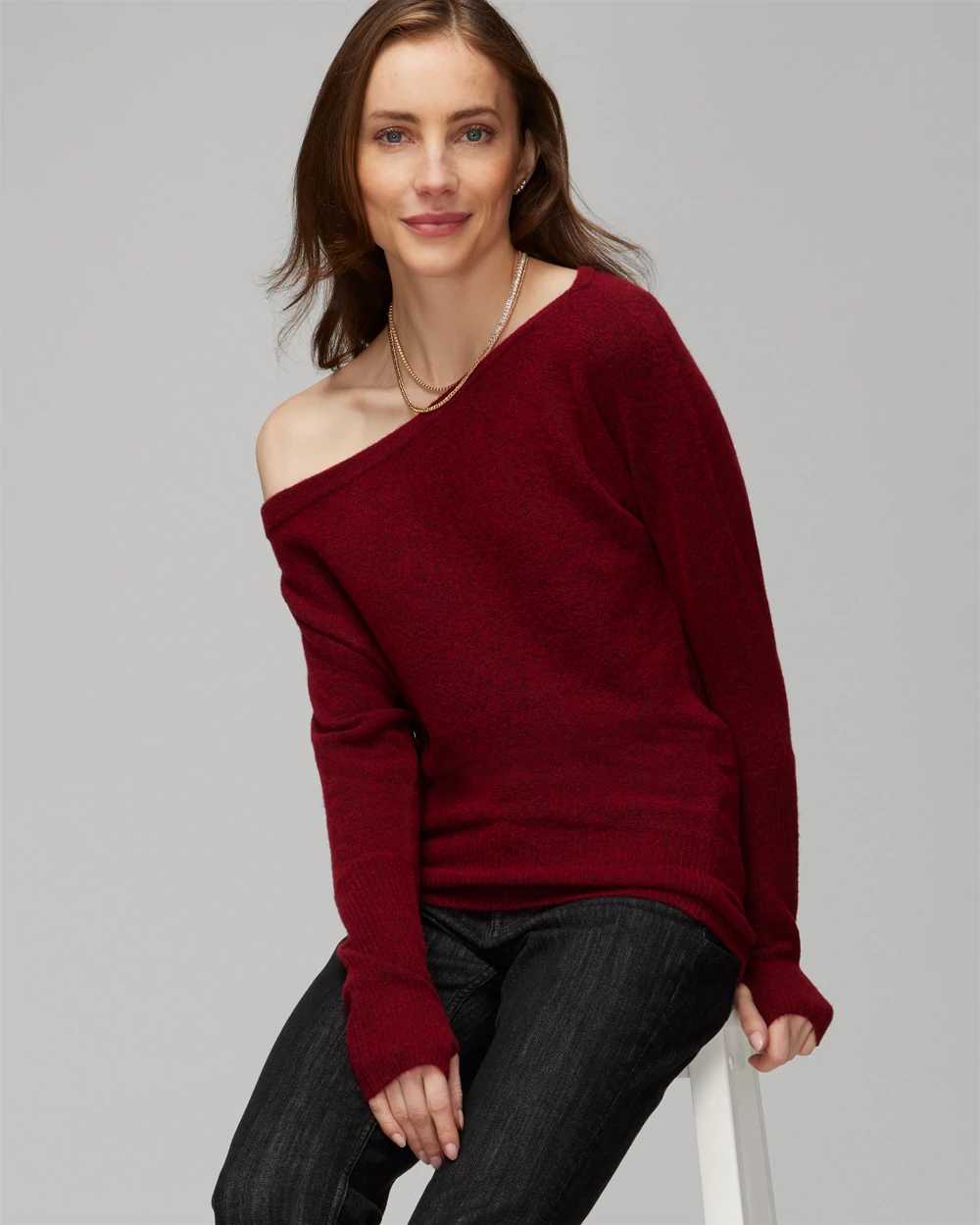 Asymmetrical off the shoulder sweater cheap